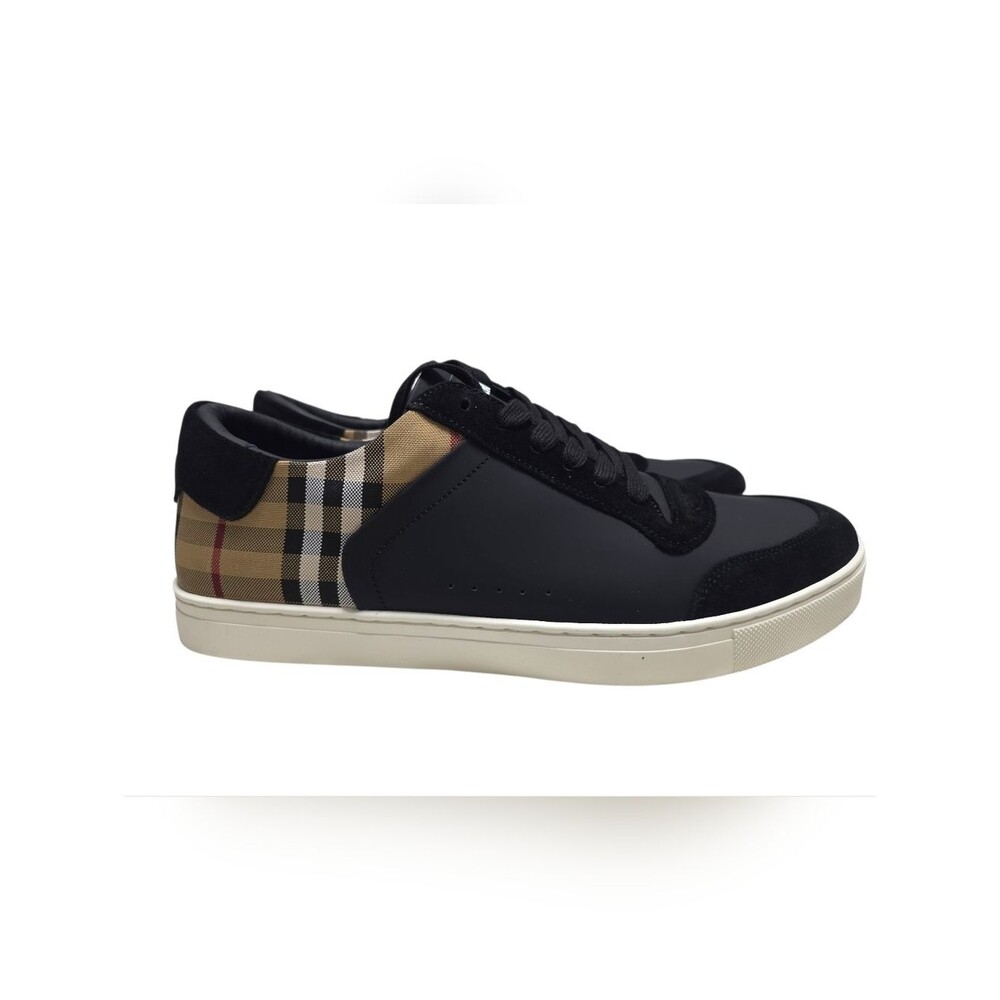 Burberry Stevie Leather & Canvas Check Sneakers